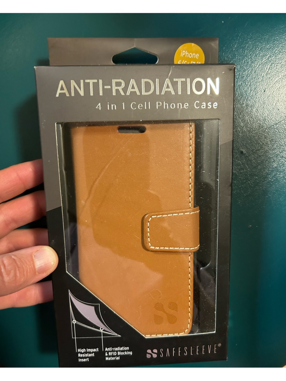 Safesleeve leather I-phone 6/6s/7/8 case. Anti-radiation.